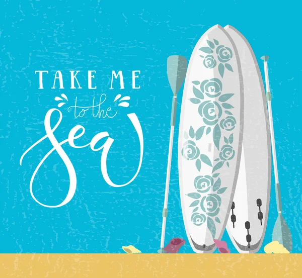 Take me to the sea hand written text — ストックベクタ