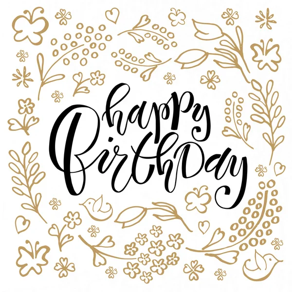 Hand geschetst Happy Birthday tekst als verjaardag logo — Stockvector