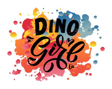 Harflerle çizilmiş pembe dino vektör çizimi. Çocuk tişörtü baskısı kavramı. Pembe dino