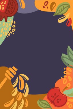 Rosh Hashanah Yahudi Yeni Yılı için harf tipografisinin vektör çizimi. Simge, rozet, poster, afiş imzası