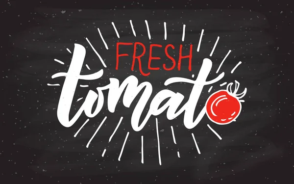 Ręcznie szkicowana typografia produktu pomidorowego. Koncepcja rynku rolnego, żywności ekologicznej, wzornictwo produktów naturalnych — Zdjęcie stockowe