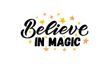 El çizimi tek boynuzlu at vektör illüstrasyonunda harflerden alıntılar var. Çocuklar için motivasyon alıntısı kavramı