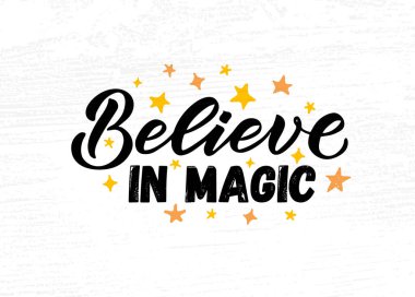 El çizimi sihirli vektör illüstrasyonuna inanıyor ve tipografi alıntısı yapıyor. Motivasyonel alıntı kavramı