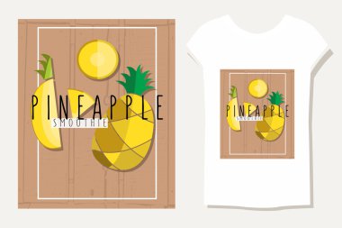 vector colorful illustration of pineapple slices in flat design 