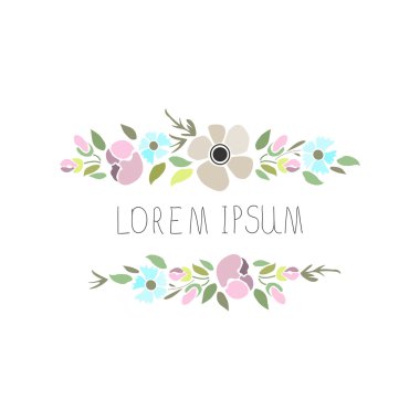 vector illustration of a floral set with signature and flowers