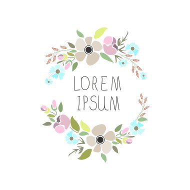 vector illustration of a floral wreath with signature