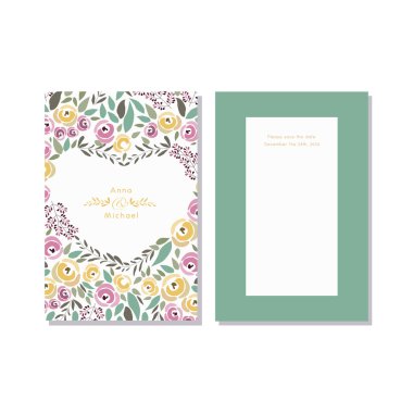 vector illustration of flower wreath invitation template with si