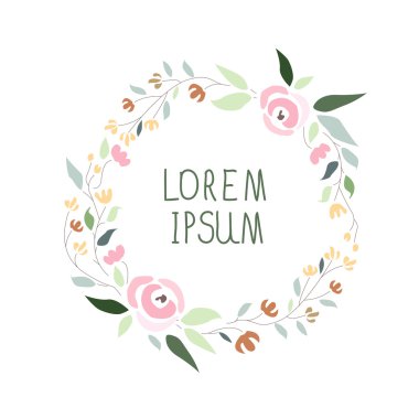 vector illustration of a floral wreath with signature