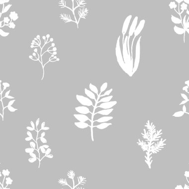 vector illustration of colorful hand painted herbal seamless bac