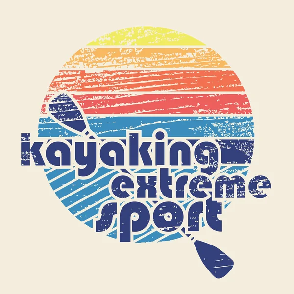 Colorful vector illustration with signature "Kayaking extreme sp — Stock Vector