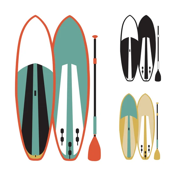 Ilustração vetorial de stand up paddle boards —  Vetores de Stock