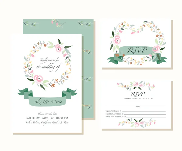 Wedding design template. Floral decoration style vector illustra — Stok Vektör