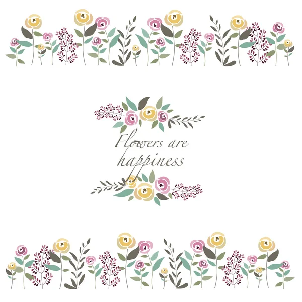 Vector illustration of floral template with signature — Stok Vektör