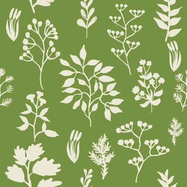 Illustration vectorielle de fond sans couture à base de plantes peintes à la main — Image vectorielle