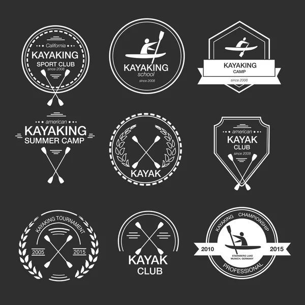 Set verschillende logo templates voor het kayaking — Stockvector