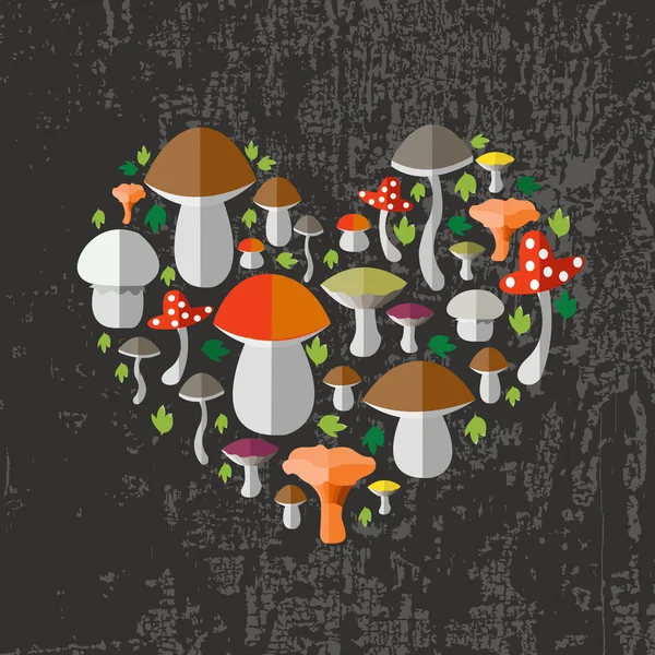 Vector illustration of colorful flat design style forest mushroo — Stok Vektör