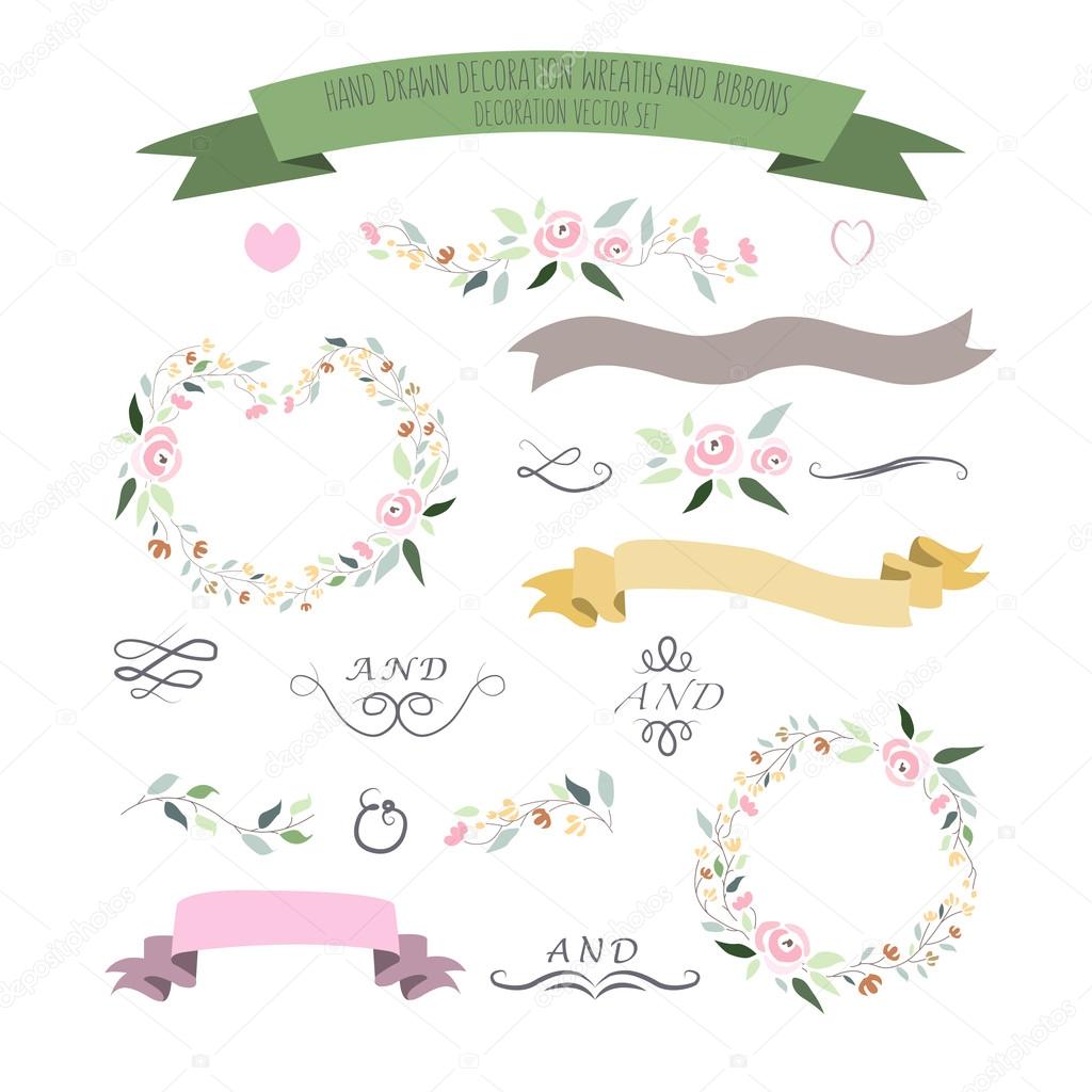 vector illustration of colorful flat design style foral frames, 