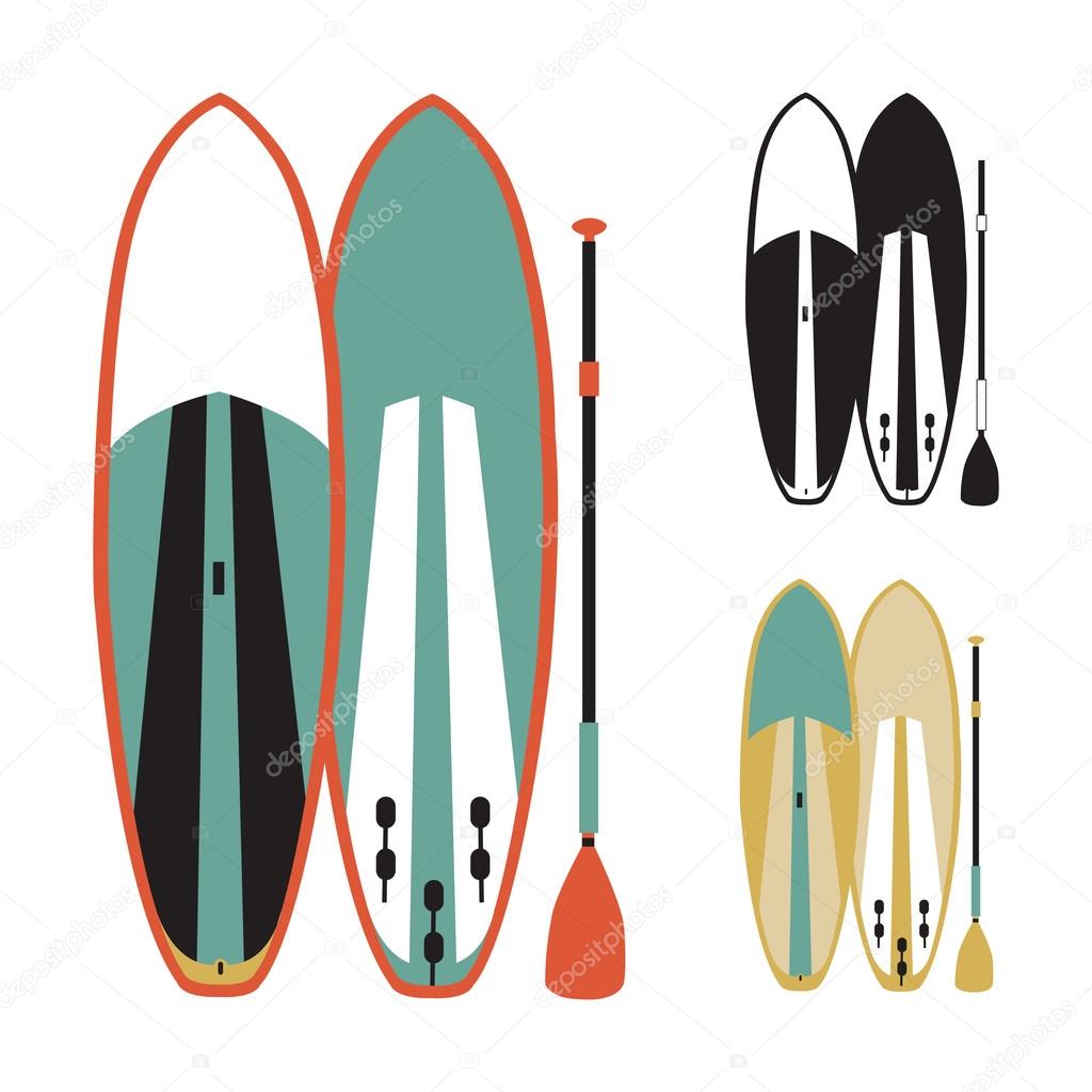 Vector illustration of stand up paddle boards