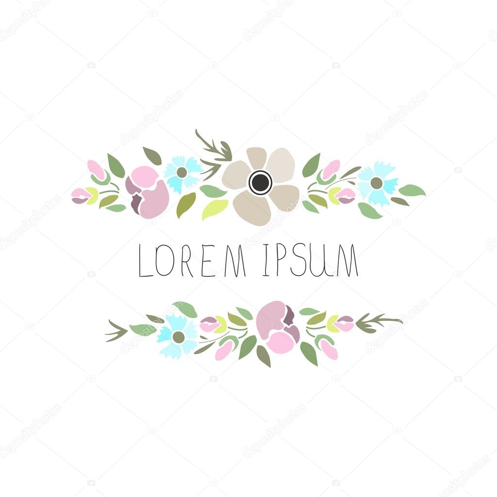 Vector illustration of a floral set with signature and flowers