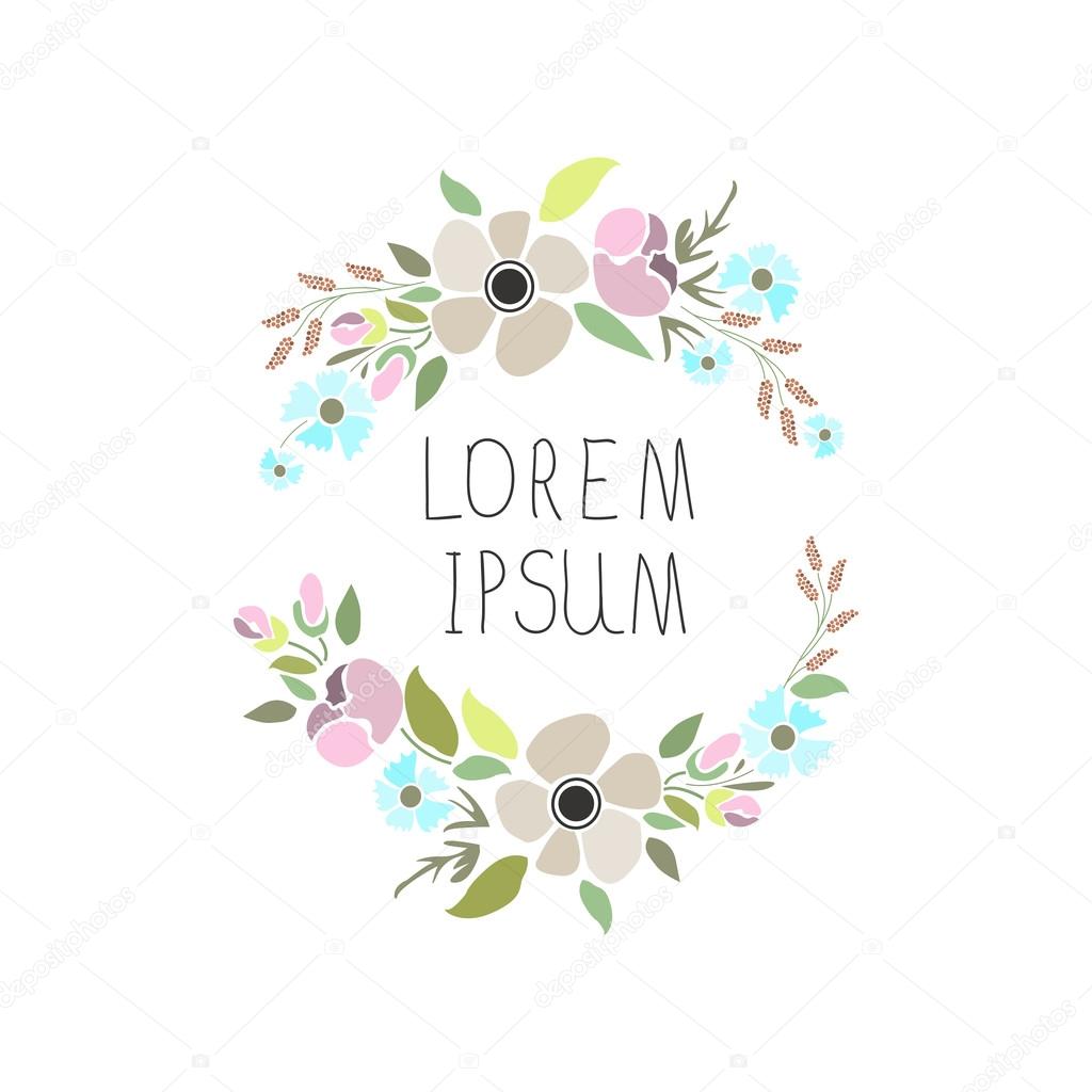 Vector illustration of a floral wreath with signature