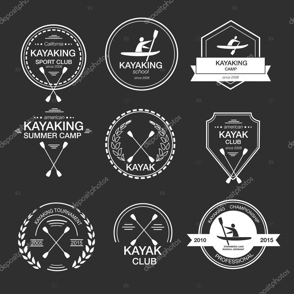 Conjunto de diferentes plantillas de logotipos para kayak 2023