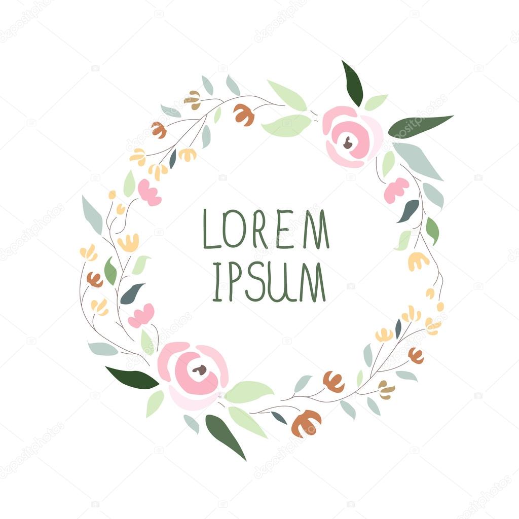 Vector illustration of a floral wreath with signature