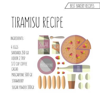 Vector colorful illustration of flat design style tiramisu