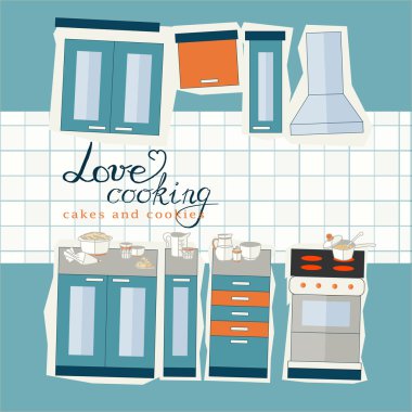 vector illustration of cooking set in flat design style