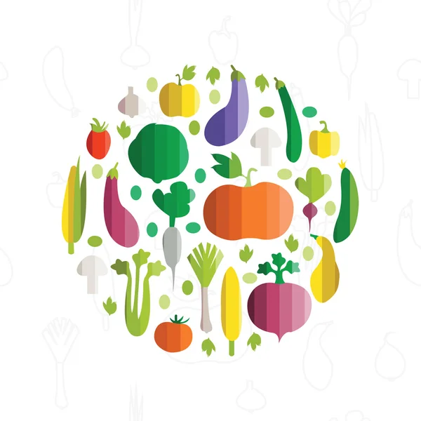 Векторная иллюстрация красочных овощей в современном плоском дизайне — стоковый вектор