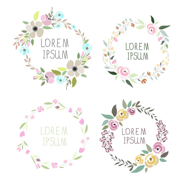 Ilustração vetorial de uma coroa floral com assinaturas —  Vetores de Stock