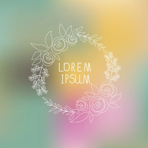 Vector illustration of a floral wreath with signature and colorf — 图库矢量图片