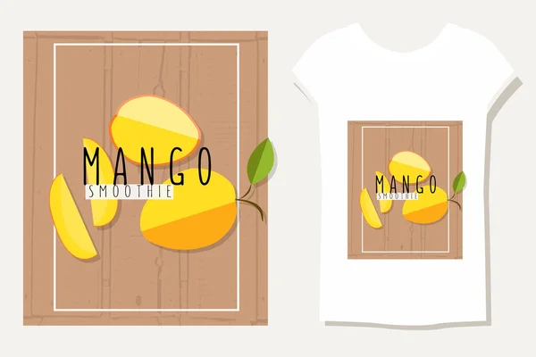 Vector colorful illustration of mango slices in flat design styl — 스톡 벡터