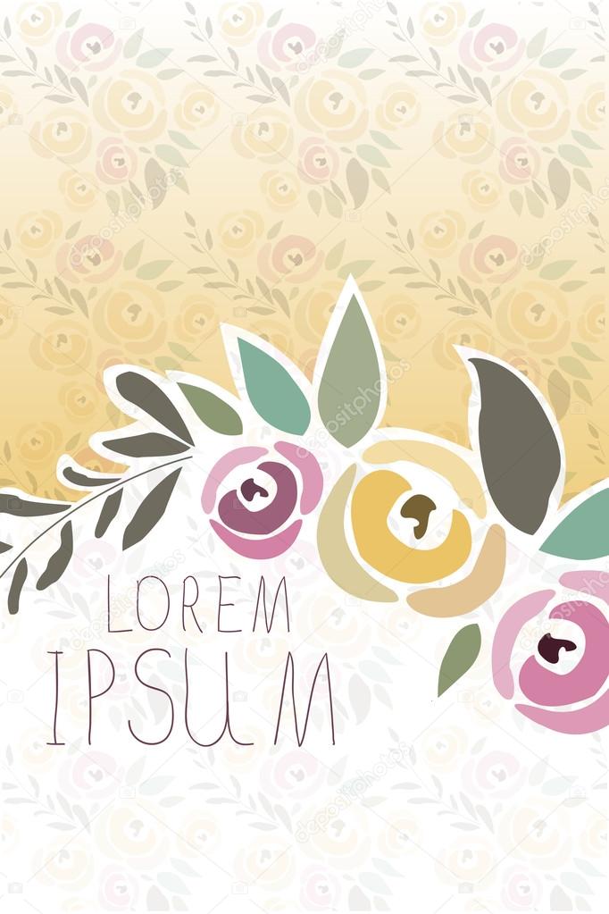 Vector illustration of floral template with signature