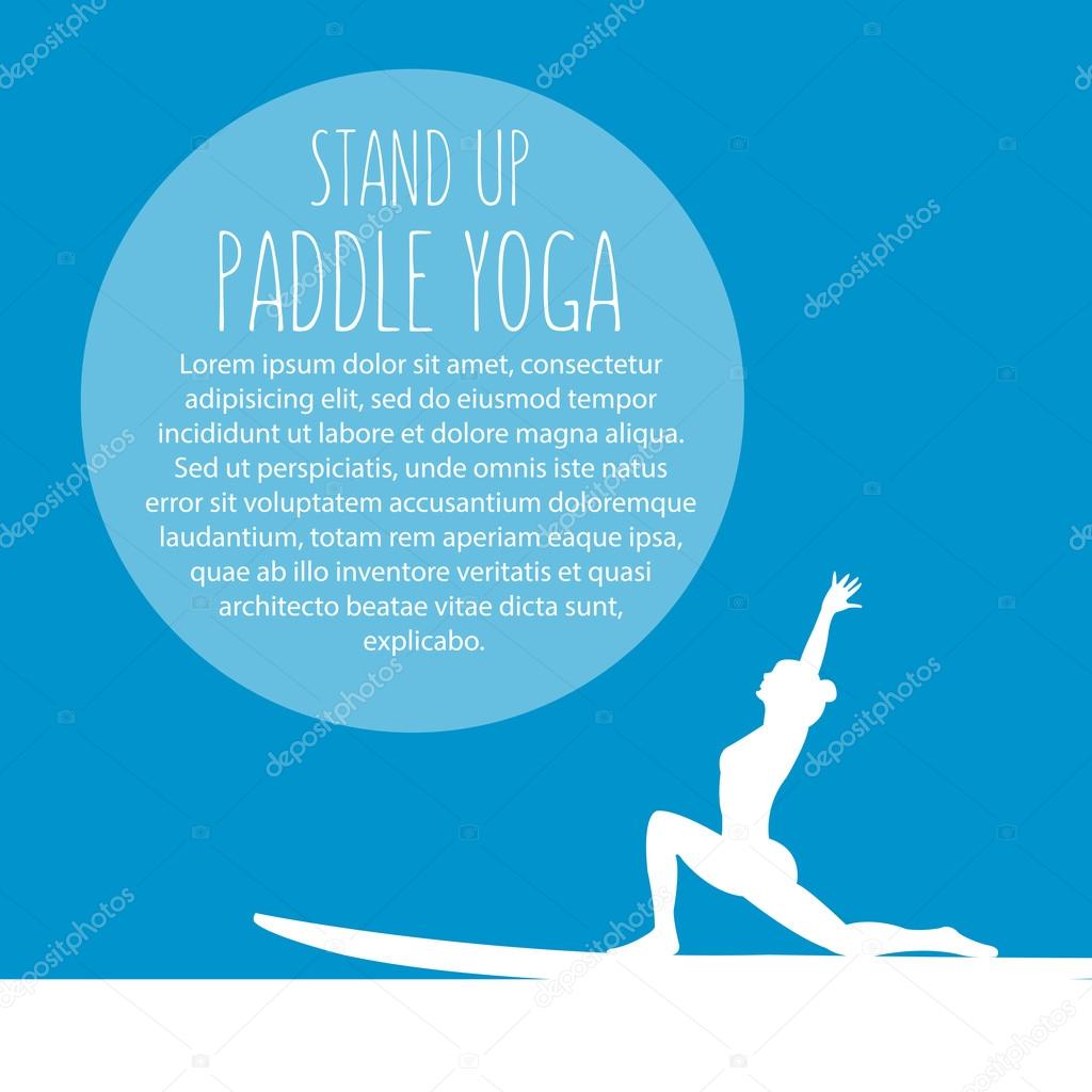 Vector flat design style illustration of stand up padlle yoga te