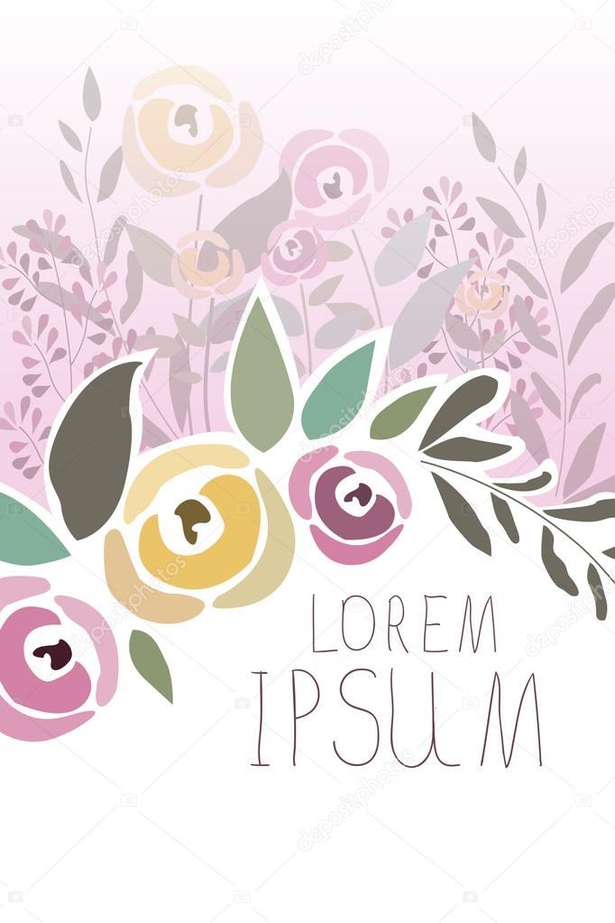 Vector illustration of floral template with signature