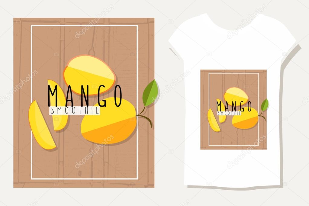 vector colorful illustration of mango slices in flat design styl