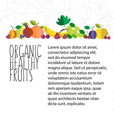 meyve vektör çizim el çizilmiş düz tasarım şablonunda 