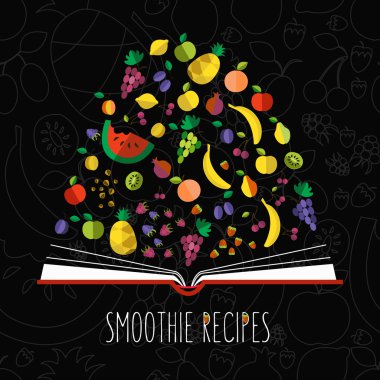 vector colorful illustration of smoothie recipe cookbook in flat