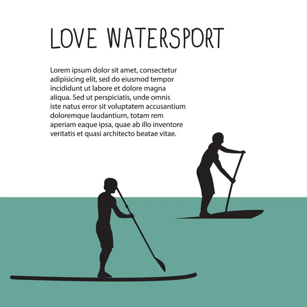 Ilustração vetorial de dois homens com stand up paddle boards e p — Vetor de Stock