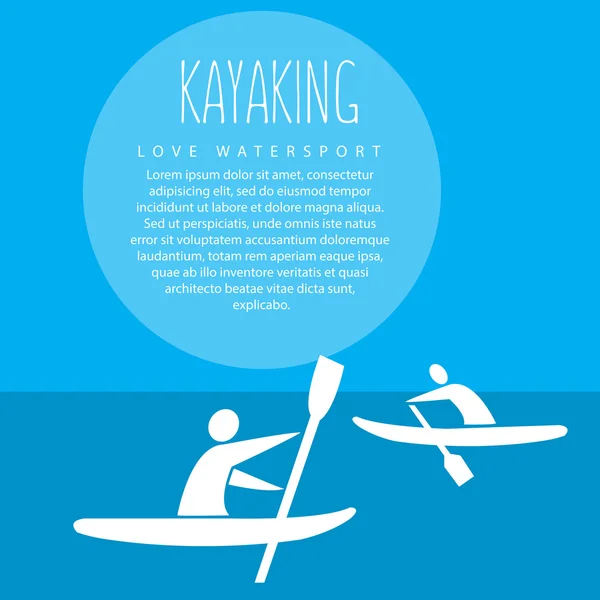 Illustrazione vettoriale con firma "kayak amore sport acquatici ", — Vettoriale Stock