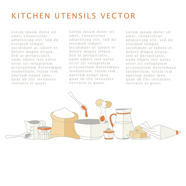 Векторная иллюстрация кухонной утвари с подписным текстом муравья — стоковый вектор