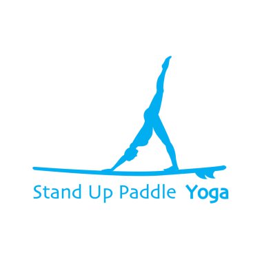 Vector flat design style illustration of stand up padlle yoga lo