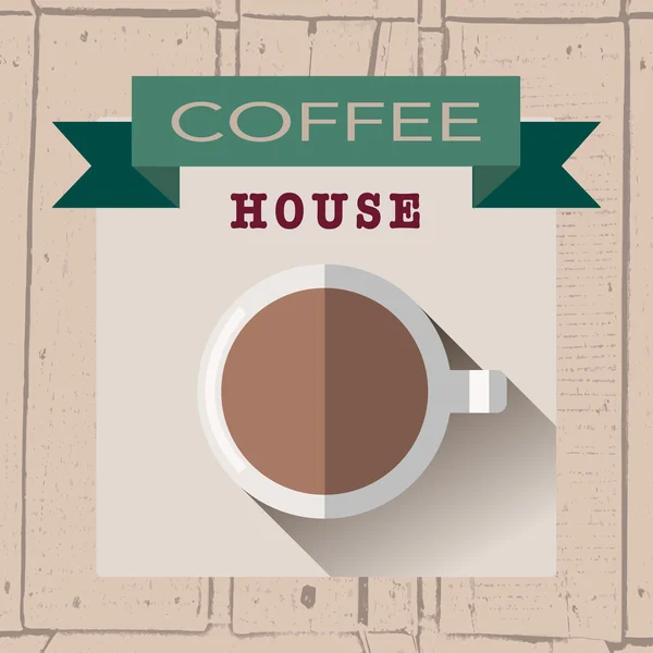 Vector illustration of coffee house logoin flat design style on — Stock Vector