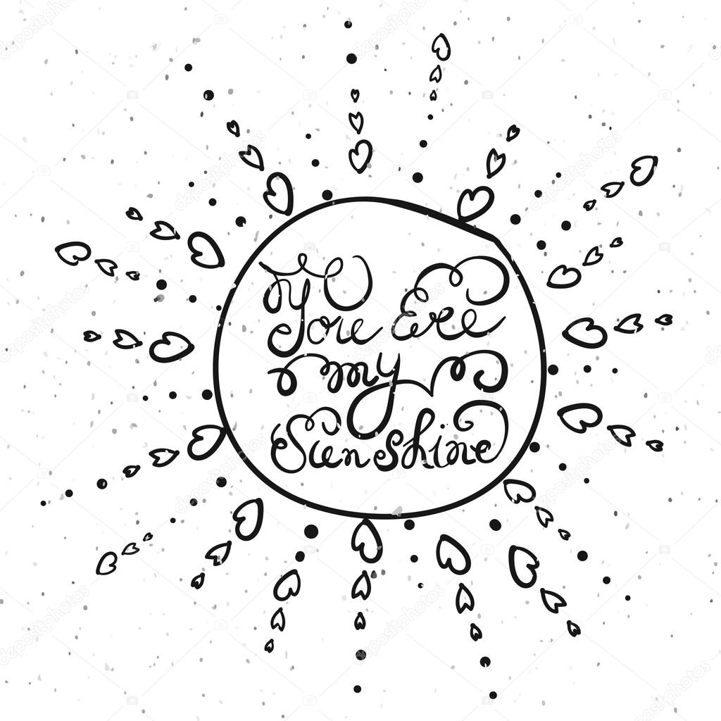 Sun with hand drawn typography poster.