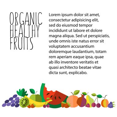 meyve vektör çizim el çizilmiş düz tasarım şablonunda 