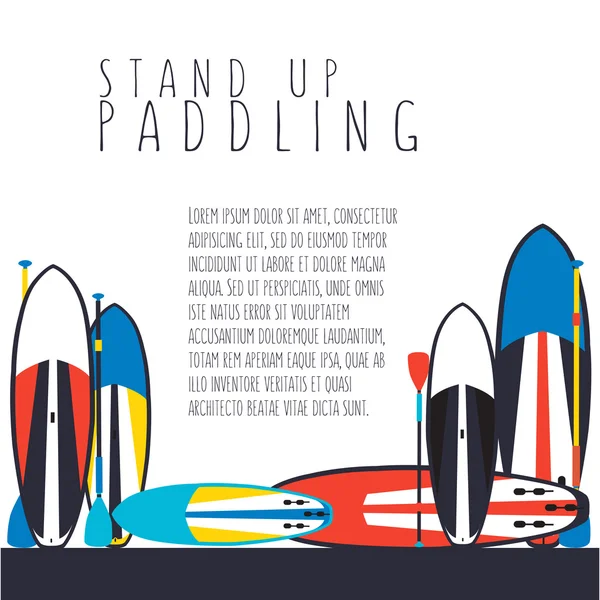 Vektorové ilustrace stand up paddle boardech a pádla sada i — Stockový vektor