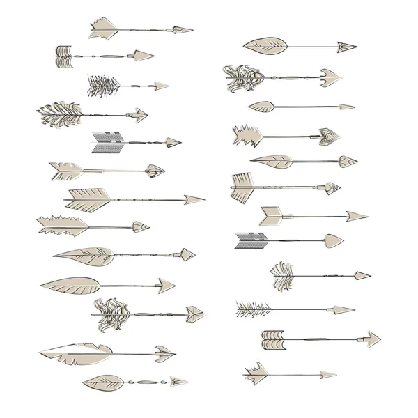 Coleção de setas vetoriais desenhadas à mão. Doodle setas indígenas étnicas —  Vetores de Stock