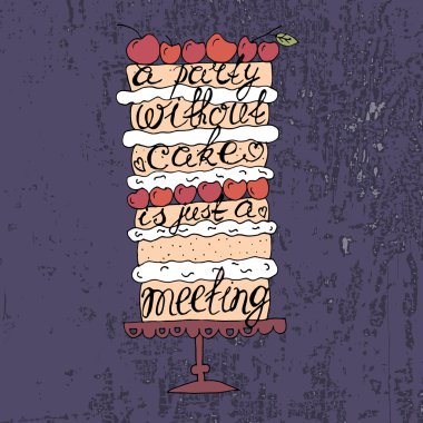 Cake with hand drawn typography poster