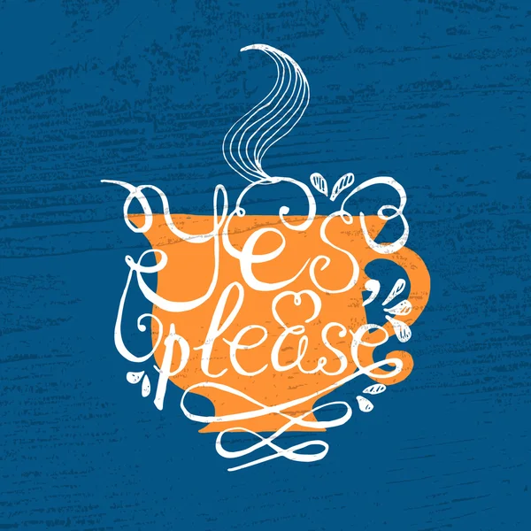 Чашка чаю з намальованою рукою типографічним плакатом — стоковий вектор