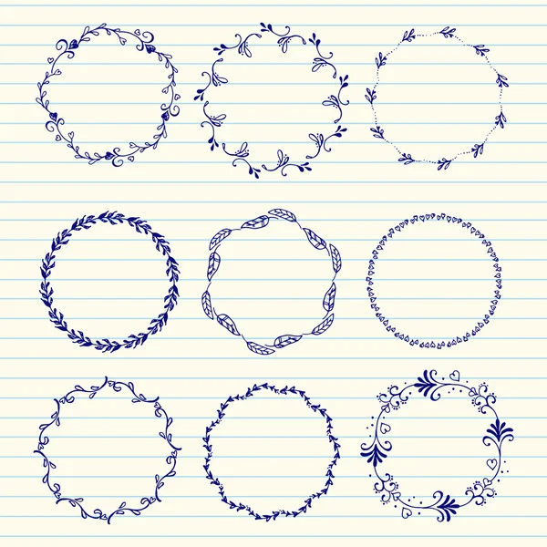 Vector hand sketched wreaths — Stock Vector